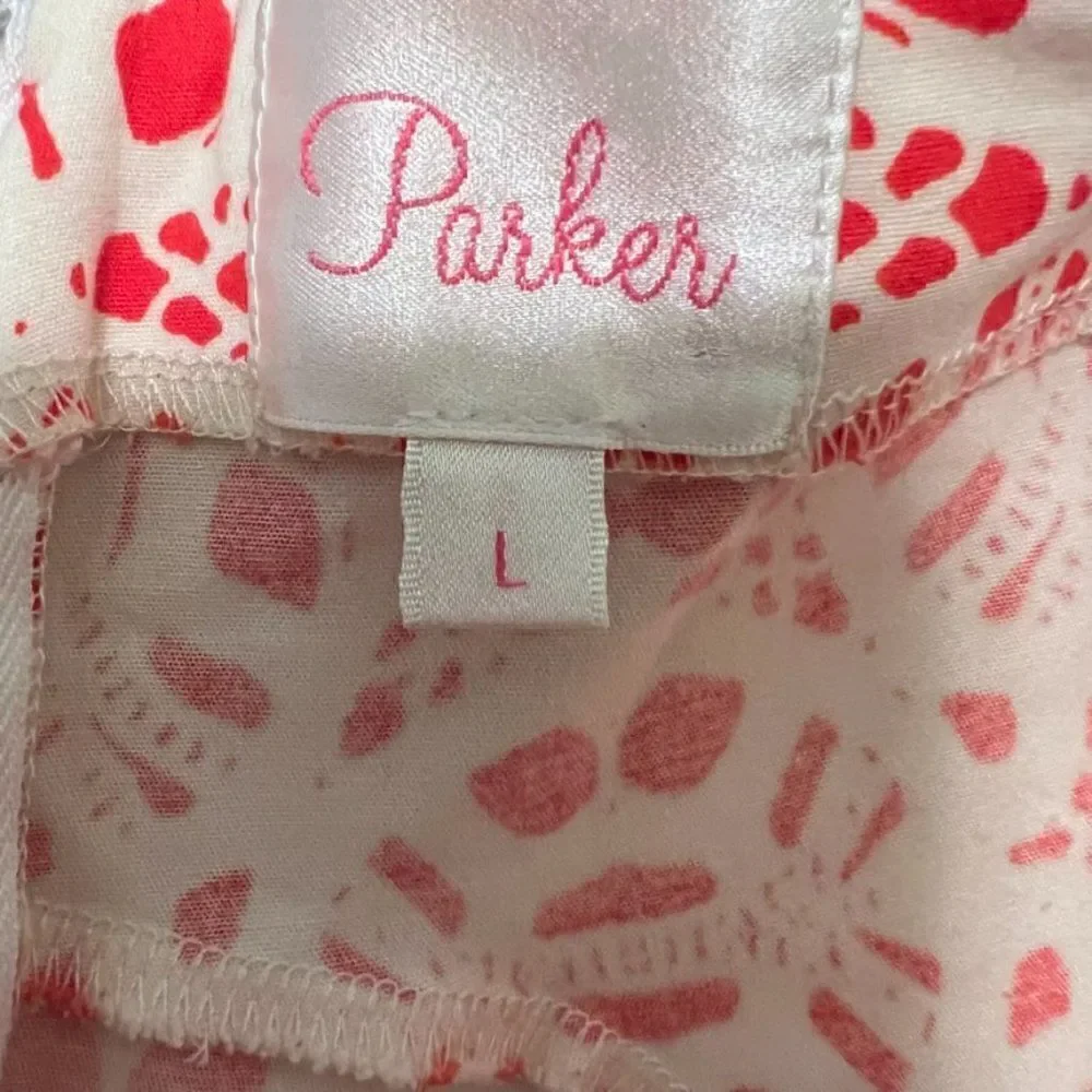 Parker Red and White Lace Design Full Back Zip Skater Skirt Size L
